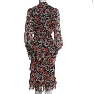 SALONI Red and Black Floral Long Sleeve Dress